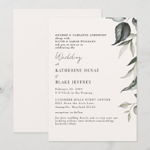 Invitation Site Web de Mariage Feuillage Botanique Champagne