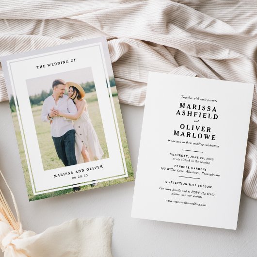 Invitation Site Web de Mariage photo encadré à deux côtés