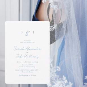 Invitation Site Web de Mariage Rond Texte Bleu Océan Simple