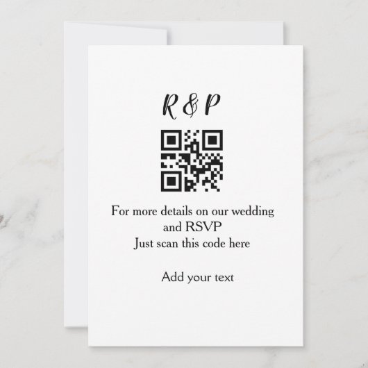 Invitation site web de mariage rsvp q r code ajouter nom text (Devant)