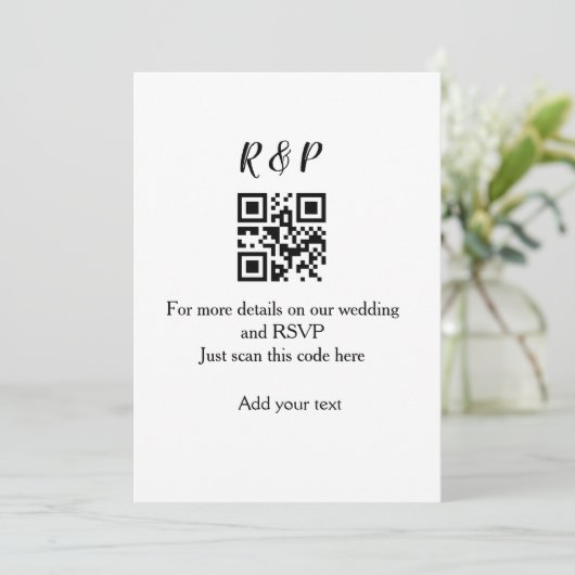 Invitation site web de mariage rsvp q r code ajouter nom text (Debout devant)