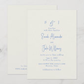 Invitation Site Web de Mariage Simple Bleu et Crème (Devant / Derrière)