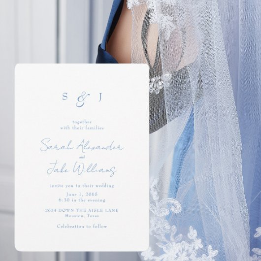 Invitation Site Web de Mariage Simple Texte Bleu Océan Arrond