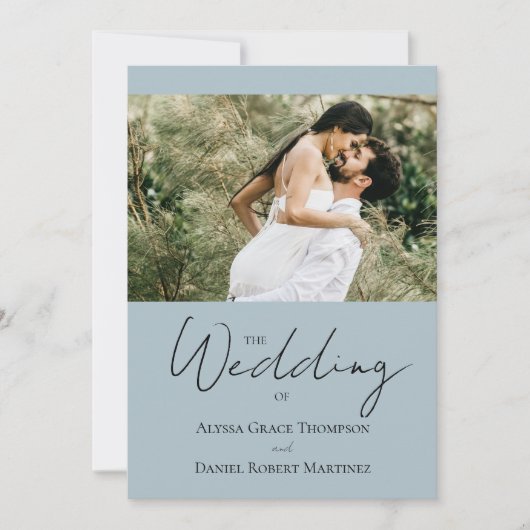 Invitation Site Web de Mariage sur Mesure Dusty blue et Blanc (Devant)