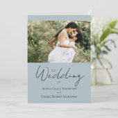 Invitation Site Web de Mariage sur Mesure Dusty blue et Blanc (Debout devant)
