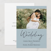 Invitation Site Web de Mariage sur Mesure Dusty blue et Blanc (Devant / Derrière)