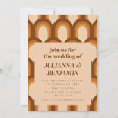 Invitation Site Web de RSVP de Mariage Unique Brun Groovy Rét (Devant)