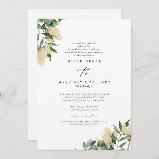 Invitation Site Web des parents divorcés de Folio & Yellow Pe (Devant / Derrière)