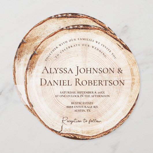 Invitation Site web du code WIth de Bois Rustique Mariage (Devant / Derrière)