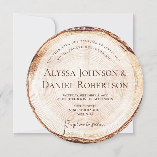 Invitation Site web du code WIth de Bois Rustique Mariage (Devant)