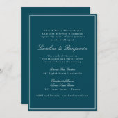 Invitation Site Web du Mariage Turquoise de script de bordure (Devant / Derrière)