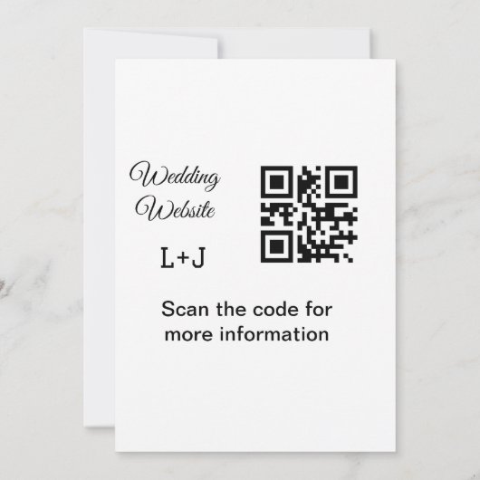 Invitation site web mariage ajouter q r code nom du couple dé (Dos)