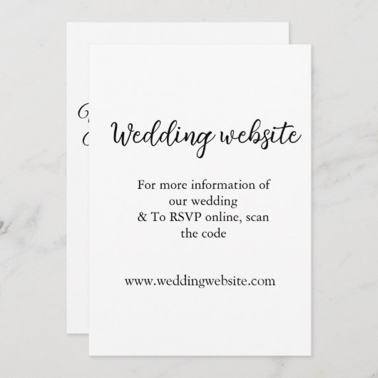 Invitation site web mariage ajouter q r code nom du couple dé (Devant / Derrière)