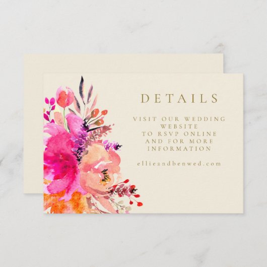 Invitation Site Web Mariage Floral Pink numérique (Devant / Derrière)