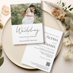 Invitation Site Web Mariage photo personnalisé noir et blanc