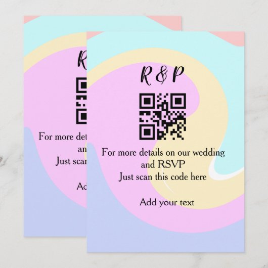 Invitation site web mariage rsvp q r code ajouter nom texte (Devant / Derrière)