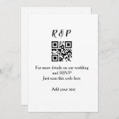 Invitation site web mariage rsvp q r code ajouter nom texte t (Devant / Derrière)