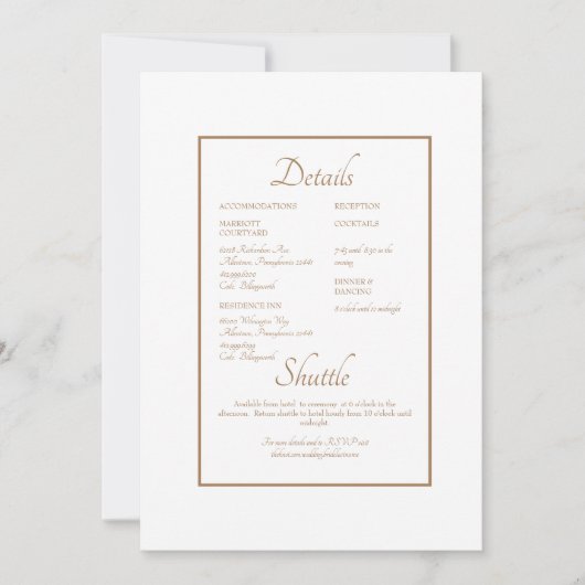 Invitation Site Web officiel Mariage Détail Blanc Gold Texte (Devant)