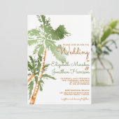Invitation Site Web Plage Mariage Tropical Copper Palm Trees (Debout devant)