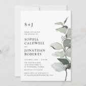 Invitation Site Web RSVP Eucalyptus Sage Monogram Mariage (Devant)