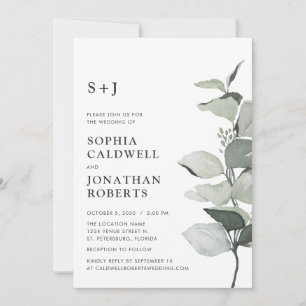 Invitation Site Web RSVP Eucalyptus Sage Monogram Mariage