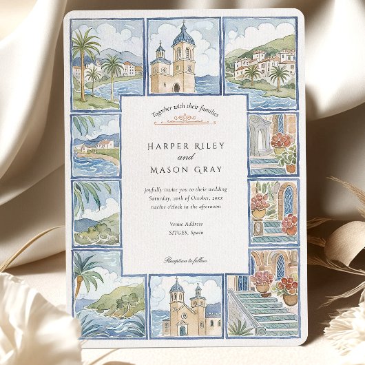 Invitation Sitges Artistiques Espagne Carrelage Aquarelle Mar