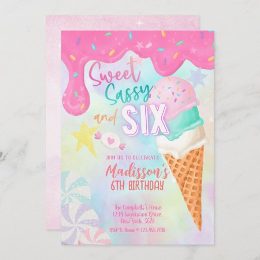 Invitation Six est tellement de glace douce (Devant / Derrière)