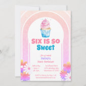 Invitation Six est tellement sucré Cupcake sixième anniversai (Devant)