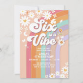 Invitation Six est une ambiance Daisy Rainbow Groovy 6e anniv (Devant)