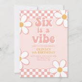 Invitation Six est une Vibe Retro Check Pink Daisy (Devant)