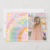 Invitation Six est une Vibe Super Daisy Rainbow 6e anniversai