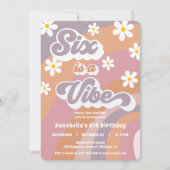 Invitation SIX est une Vibe super rétro pastels fille anniver (Devant)
