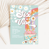 Invitation SIX est Vibe Daisy Rainbow Super 6e anniversaire