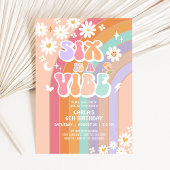 Invitation SIX est Vibe Daisy Rainbow Super 6e anniversaire