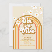 Invitation Six est Vibe Retro Rainbow Super 6e anniversaire (Devant)