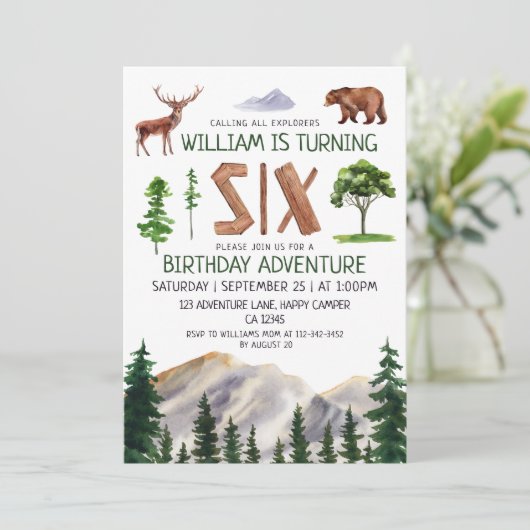 Invitation Six Explorer Boy Birthday (Debout devant)