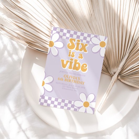 Invitation Six is a Vibe Retro Check Lilac Daisy