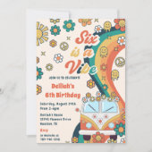 Invitation Six Is A Vibe Retro Floral 6th Birthday Party (Devant)