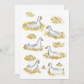 Invitation Six Oies en train de pondre (Devant / Derrière)