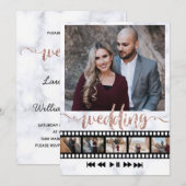 Invitation Six Photos Collage Rose   Gold Parties scintillant (Devant / Derrière)