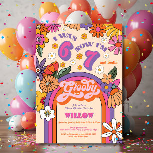 Invitation Six Seven Fête d'anniversaire Groovy Hippie