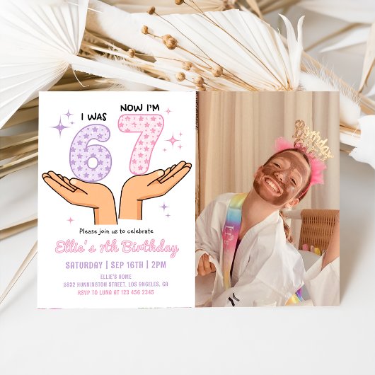 Invitation Six Seven Girl Birthday Photo