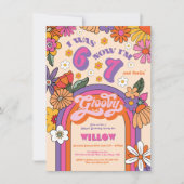 Invitation Six Seven Groovy Hippie Birthday Party (Devant)