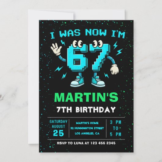Invitation Six Seven Meme 6 7 Birthday (Devant)
