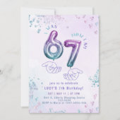 Invitation Six Seven Meme Glitter Kids 7th Birthday (Devant)