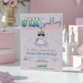 Invitation SIX & Sparkling Unicorn Graffiti Girl 6e anniversa