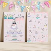 Invitation SIX & Sparkling Unicorn Graffiti Girl 6e anniversa