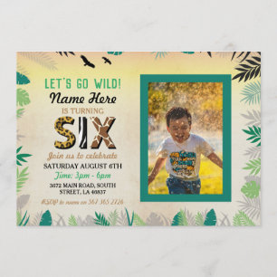 Invitation Six Wild 6e anniversaire Safari ZOO Photo