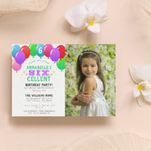 Invitation SIXcellent 6e anniversaire Ballons violet photo
