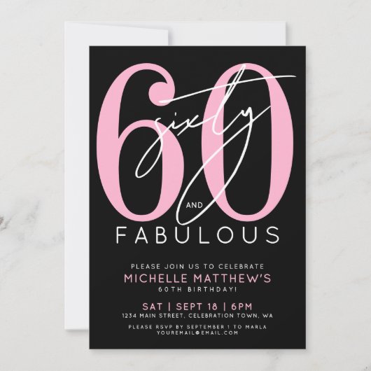 Invitation Sixty And Fabulous 60th Birthday Party (Devant)